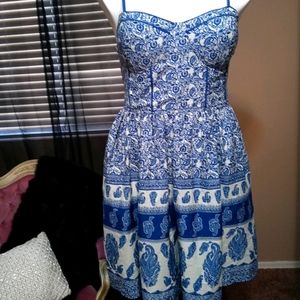 Band of Gypsies Dress. S. Blue and white.
